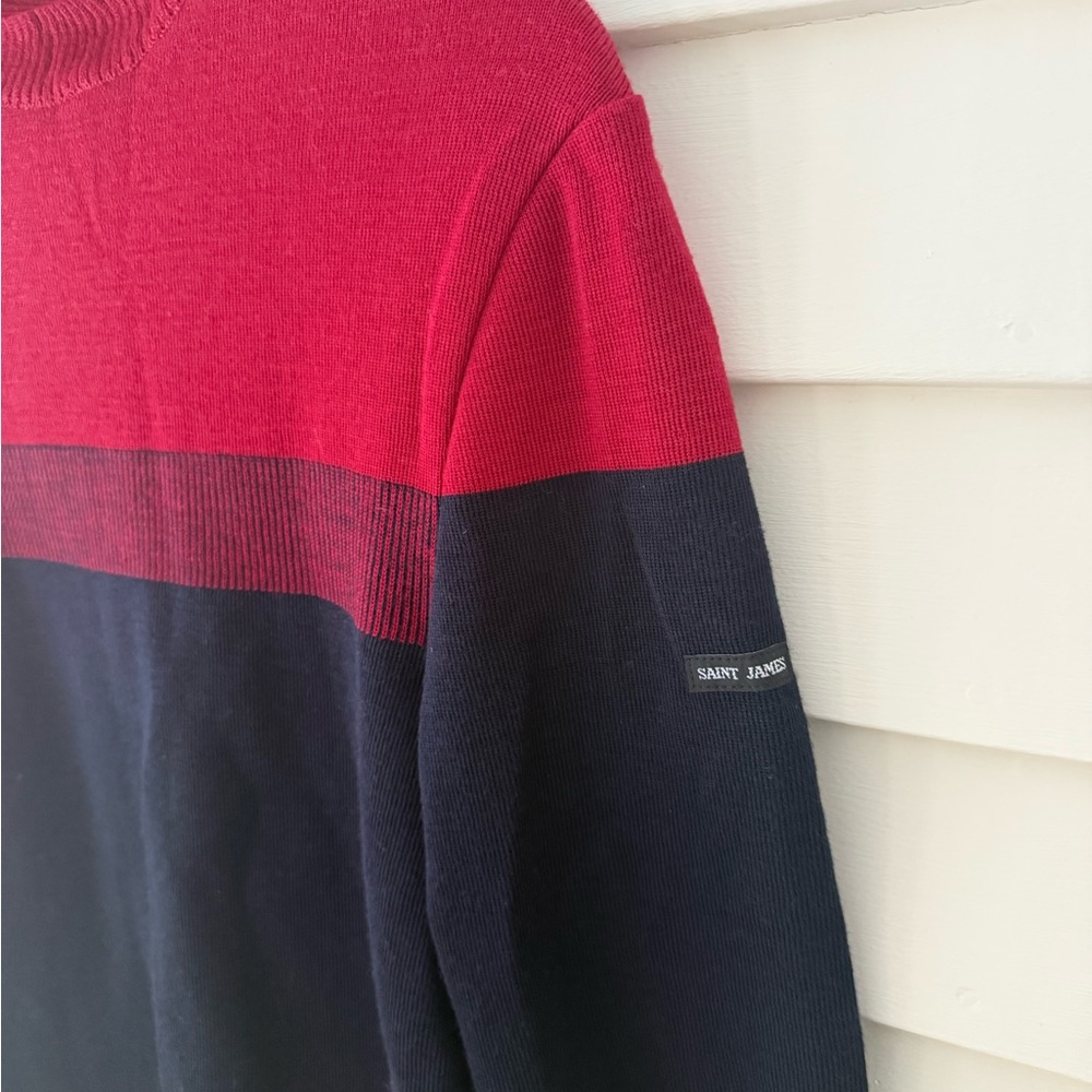 NWT Saint James L’Atelier France Blue Red Wool Sweater L - Picture 3 of 7